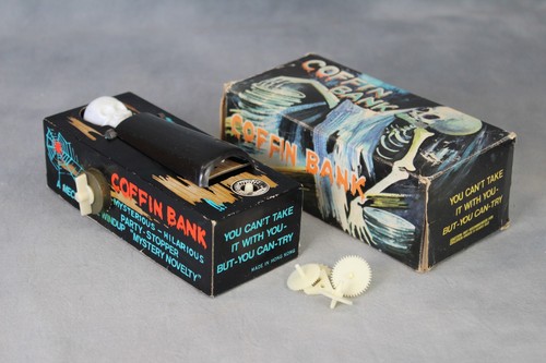 Vintage skeleton coffin bank - vintage,