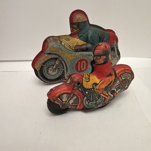 Vintage tinplate motorbikes - tinplate, motorbikes.