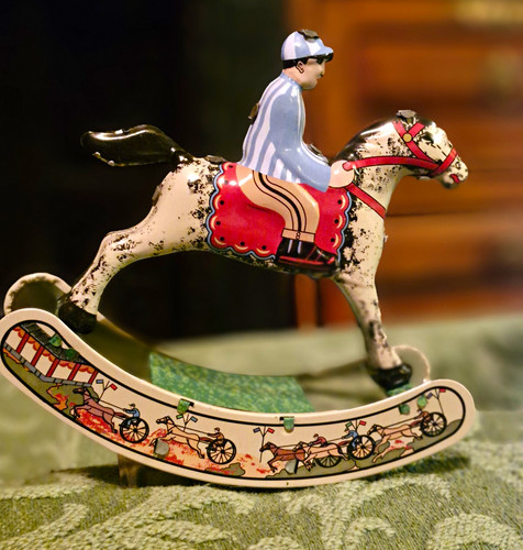 Vintage tinplate rocking horse - tinplate,